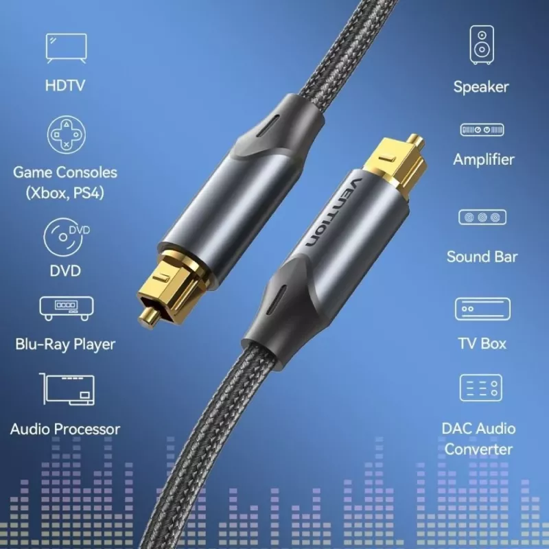 Vention optinen audiokaapeli, punottu, 5 m