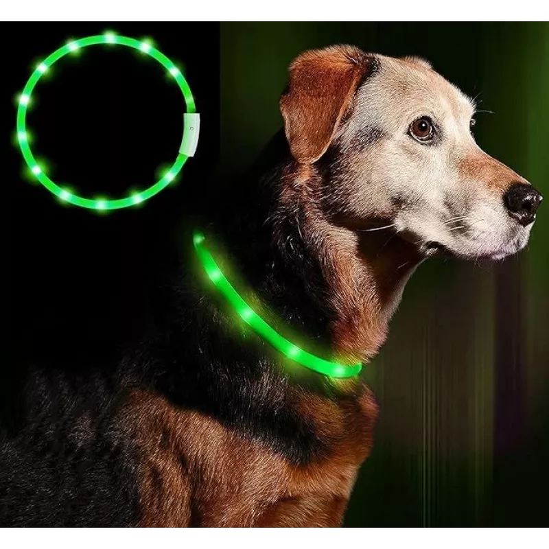 LED-panta Anicoll vihreä koirille ja kissoille malli ladattava valaistus