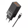 Beline verkkosovitin 2x USB-C 1x USB 65W kaapeli USB-C musta/musta PD 3.0