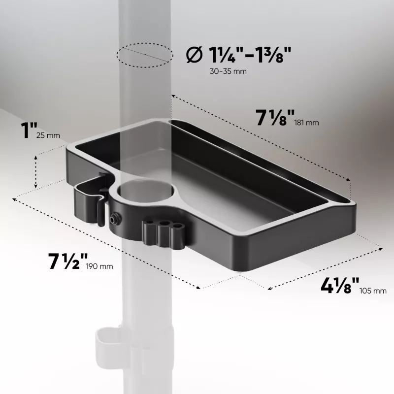 ONKRON A35 hylly, musta ABS-muovi, 190×105 mm, 160 g