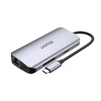 USB-C-keskitin Unitek D1122A01 2x HDMI 4K ja 100W Power Delivery
