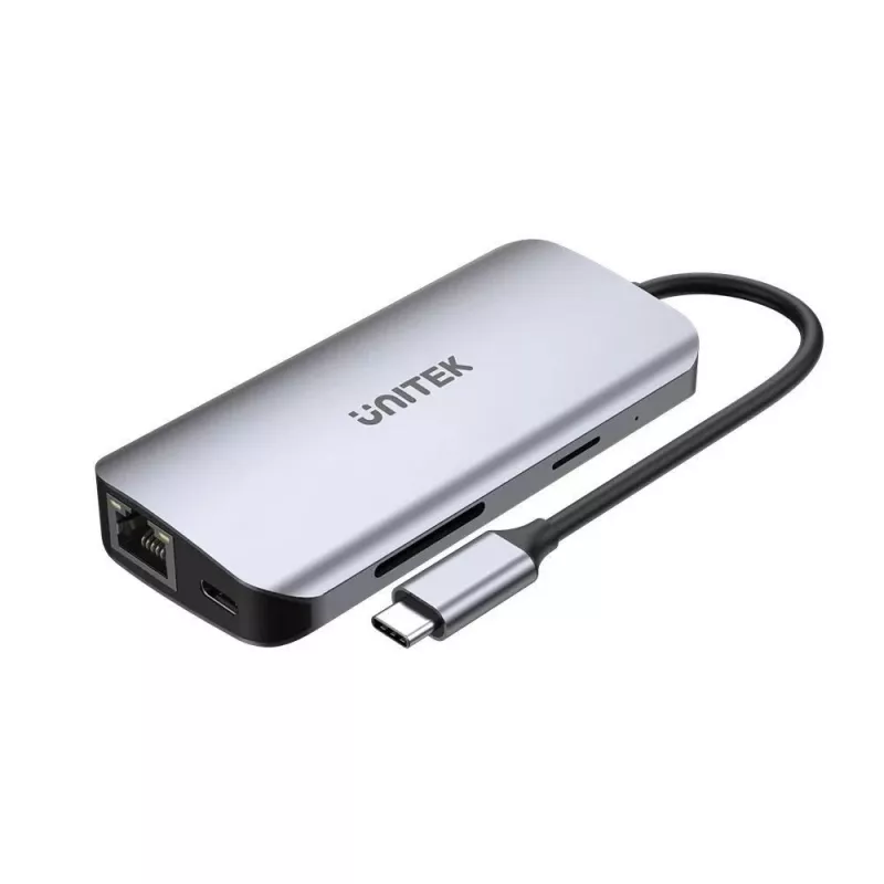 USB-C-keskitin Unitek D1122A01 2x HDMI 4K ja 100W Power Delivery