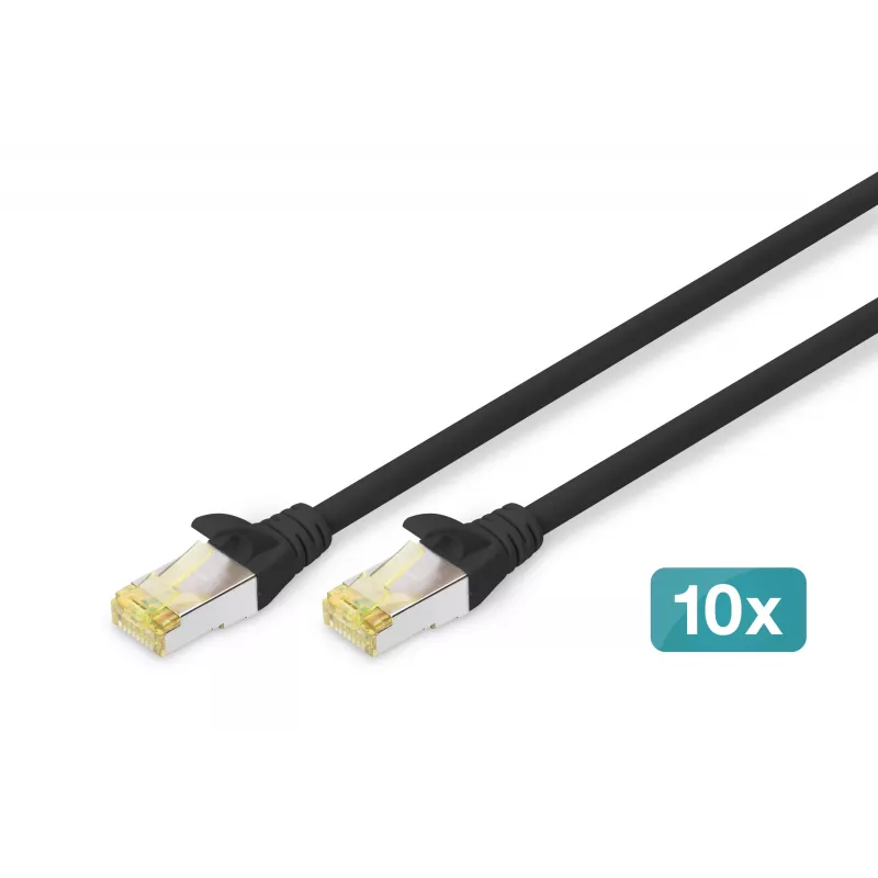 DIGITUS CAT 6A S/FTP -verkkokaapeli DK-1644-A-020-BL-10, 2 m, musta, 10 kpl