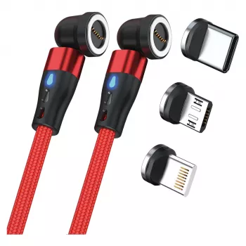 USB-kaapeli RealPower MagneticCharge2 1 m punainen pikalataus tiedonsiirto