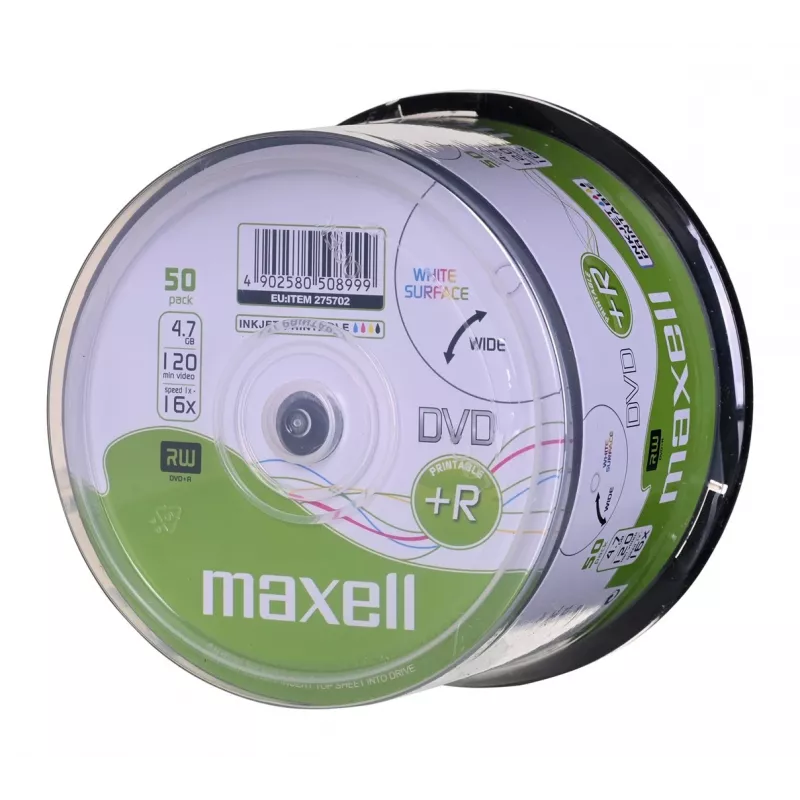 MAXELL DVD+R 4,7 GB 16x 50 kpl:n pakkaus tulostettava cakebox