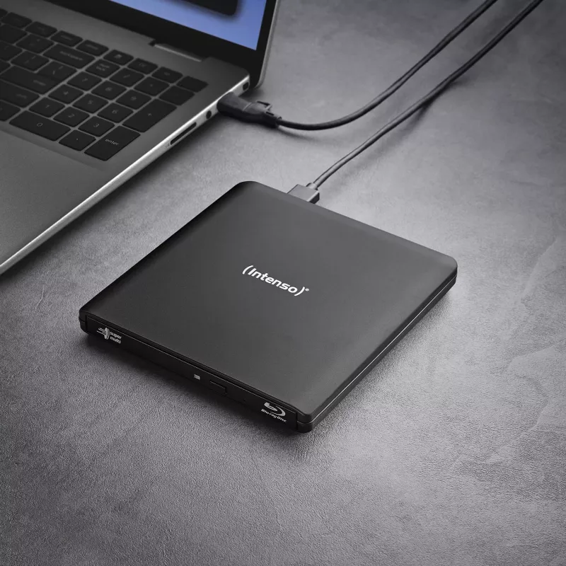 Intenso EOD 500BD Slim ulkoinen Blu-ray-poltin, USB 3.2 Gen 1, musta