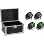LED-PAR-valosarja EUROLITE Silent 6 QCL Floor – 4× valonheitin flightcasella