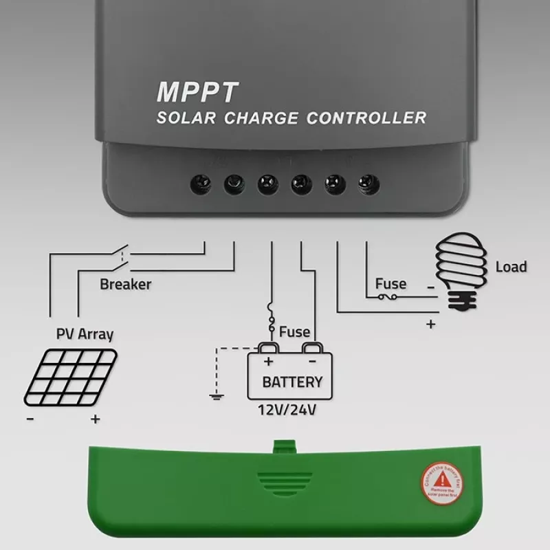 Aurinkolataussäädin QOLTEC MPPT 50A 12V/24V LCD:llä, malli 53664