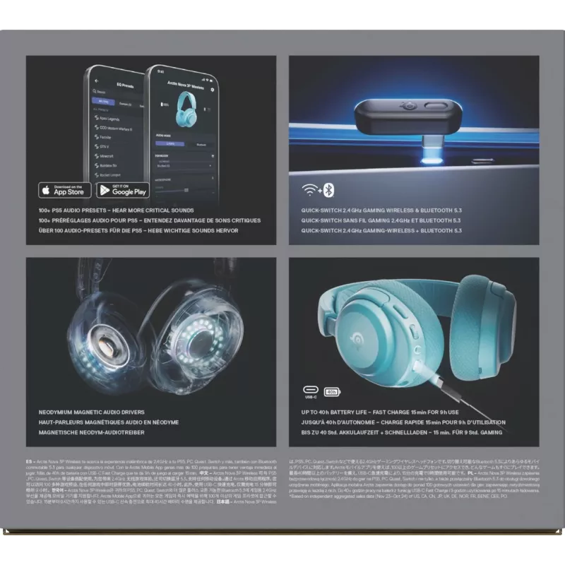 Steelseries Arctis Nova 3P langaton PS aqua
