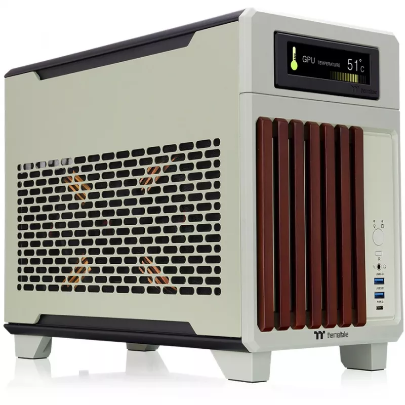 Minikotelo THERMALTAKE TR100 WS Matcha vihreä, kompakti muotoilu, tuki mini-ITX/microATX