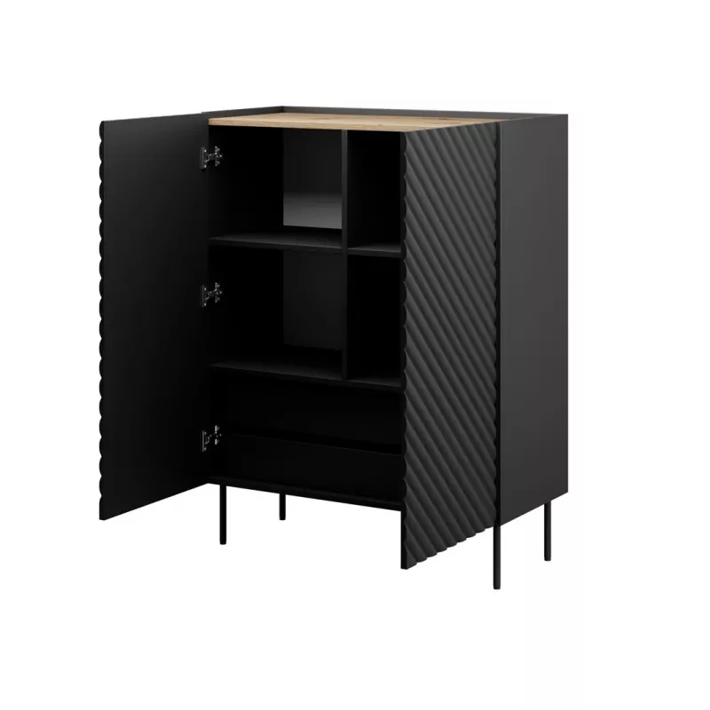 Hylly cama meble ONDA 2D2SZ kirjahylly 98×45×127 cm musta