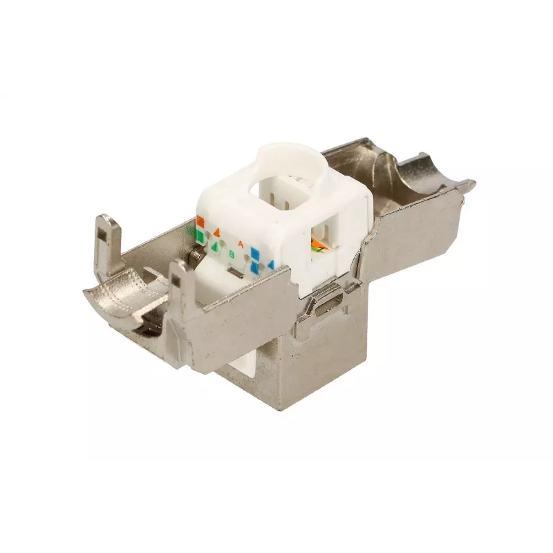 Extralink Keystone CAT6A STP RJ45 kulmikas metalli-keystone-moduuli, yksittäisportti