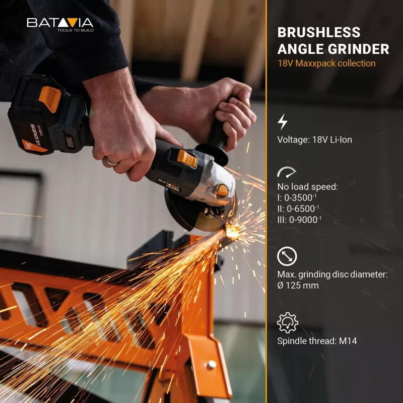 Batavia B.V. 18V akku-harjaton kulmahiomakone | 125 mm