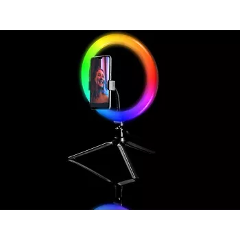 Renkaanmuotoinen valaisin RGB 26 cm jalustalla
