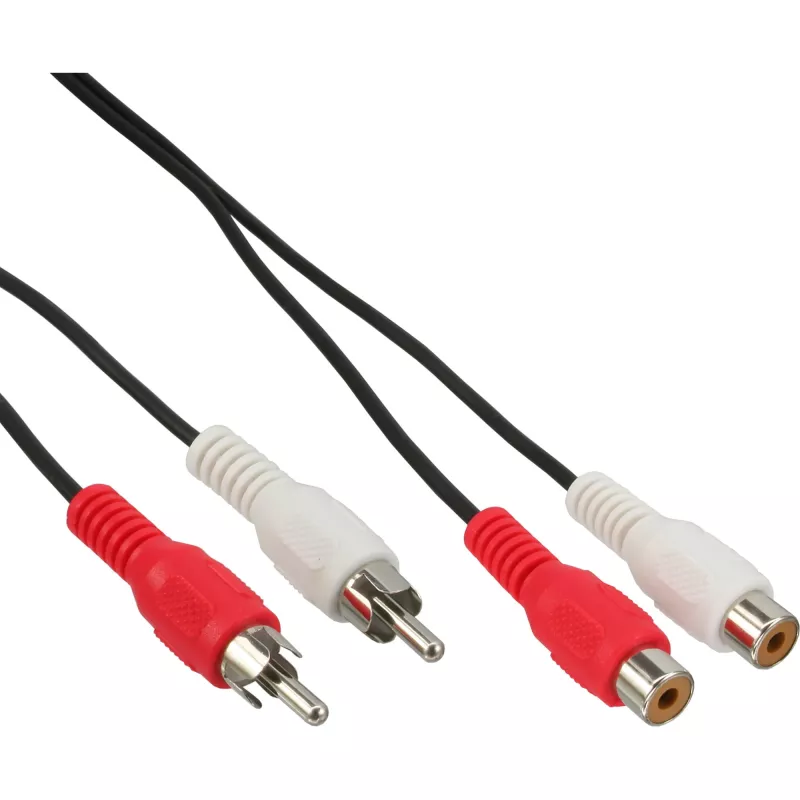 InLine audiokaapeli 2x RCA uros / naaras 20 m, 2 x RCA, uros, 2 x RCA, naaras, 20 m, musta