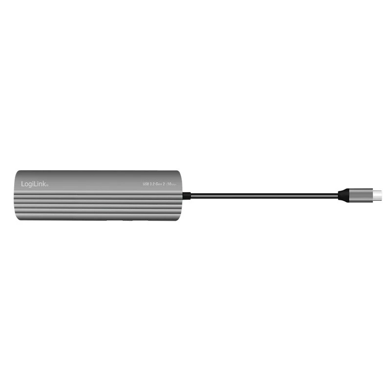 LogiLink USB 3.2 Gen2 -keskitin 4+1 porttia 2x USB-A 2x USB-C PD 100W alumiini