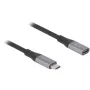 Delock 81202 USB 40 Gbps USB-C -jatkokaapeli, uros – naaras, PD 240 W, 2 m, harmaa