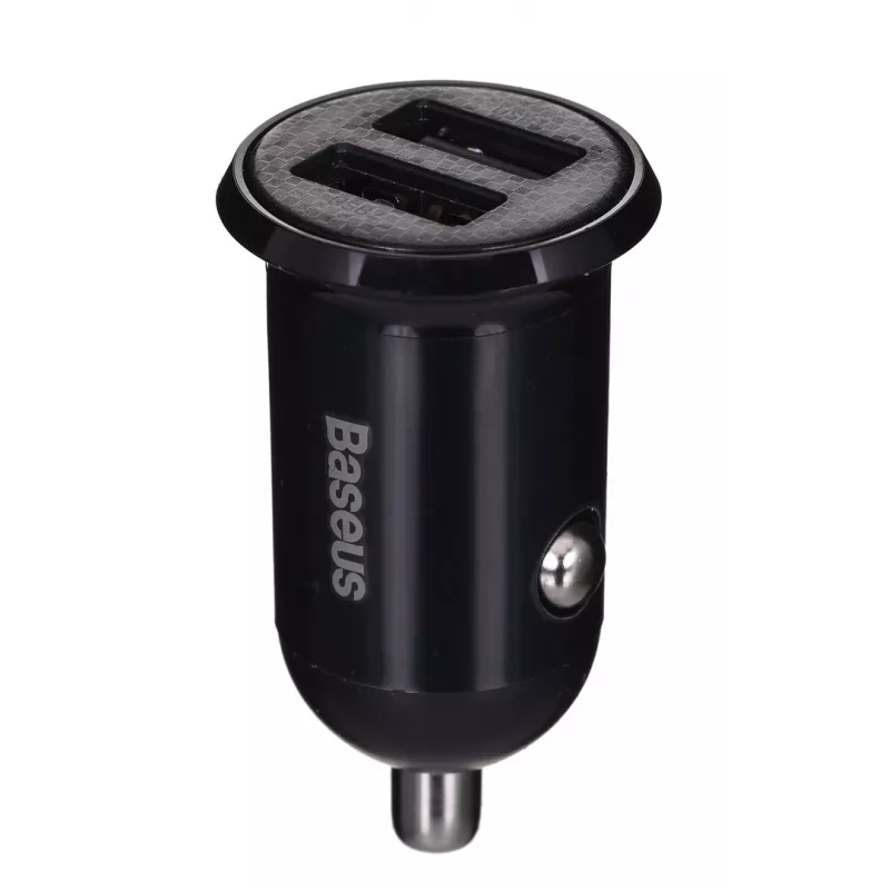 Autolaturi Baseus Gain Pro yleinen musta – 2× USB 2.0, 2,4 A per portti, tulo 12–24 V, lähtö 5 V