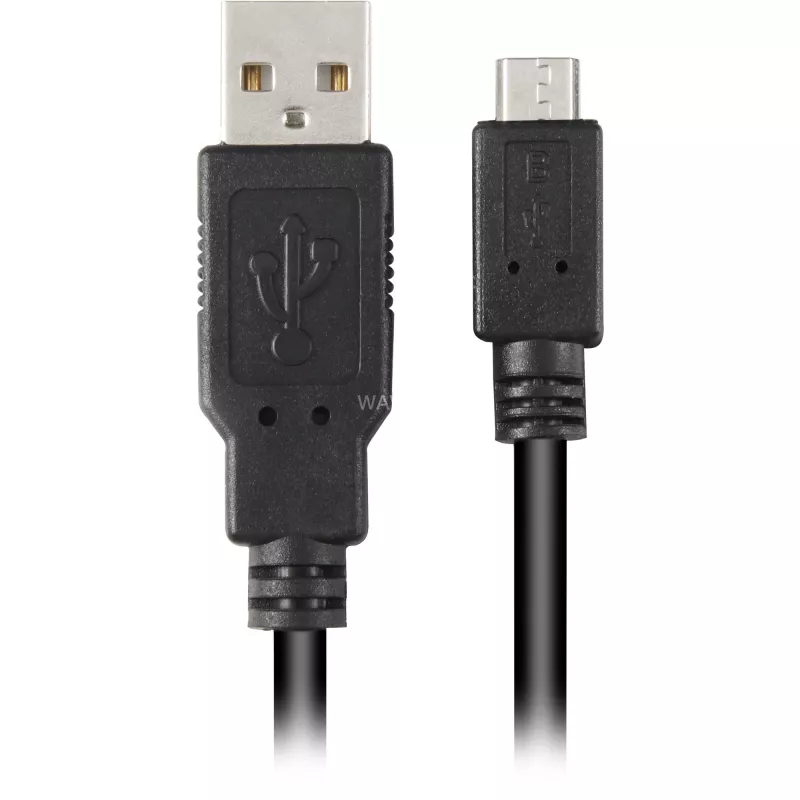 USB 2.0 kaapeli, USB-A uros > Micro-USB uros (musta, 2,0 metriä)