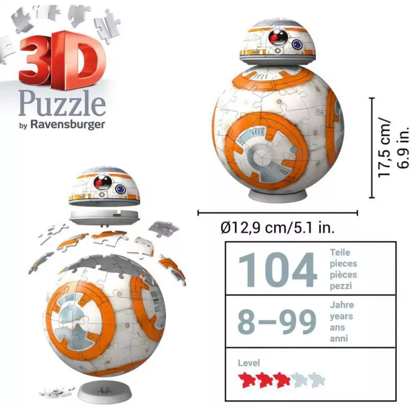 Ravensburger 11578 3D-palapallo Star Wars BB-8, 99 palaa