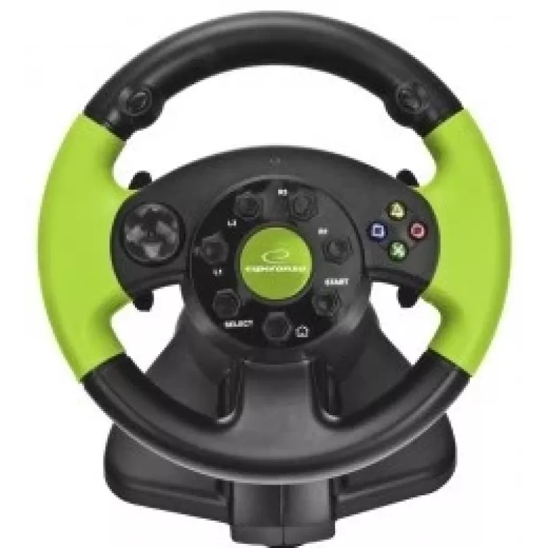 Esperanza EG104 High Octane ohjauspyörä poljinten kanssa, PC/PS3/Xbox 360, musta/vihreä
