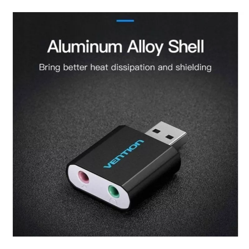 Vention USB-ulkoinen äänikortti musta metalli Type