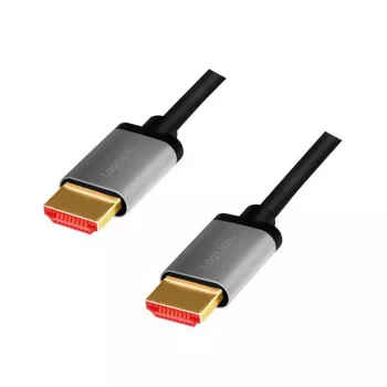 LogiLink - Ultra High Speed - HDMI-kaapeli Ethernetillä - HDMI uros - HDMI uros - 1 m - kolmoiseristys - harmaa, musta - tukee 8K 60