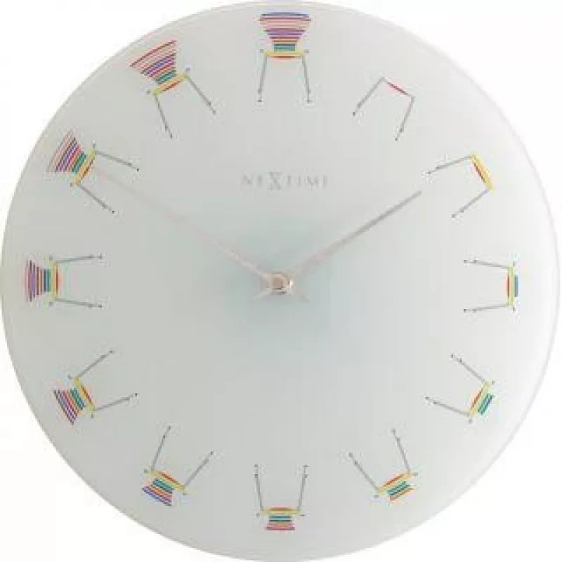 NeXtime kello 8809 Chair, Ø30 cm, seinäkello, valkoinen/monivärinen