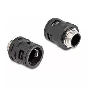 Putkiliitin DeLOCK 60455 M25 musta messinki muovi 2 kpl
