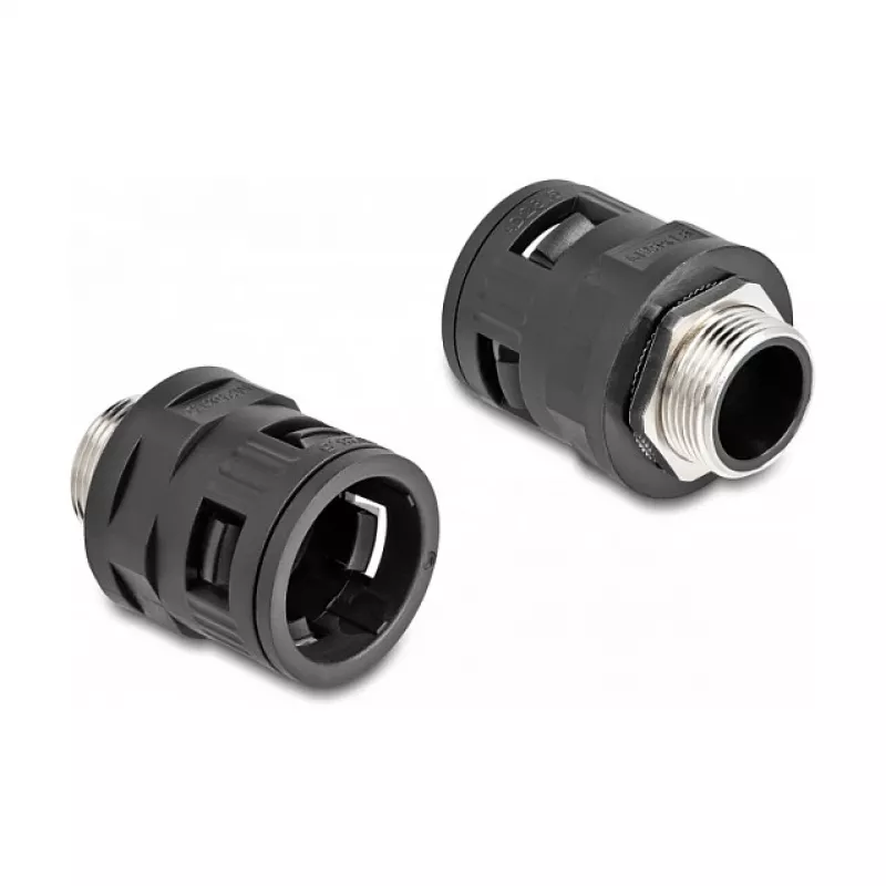 Putkiliitin DeLOCK 60455 M25 musta messinki muovi 2 kpl