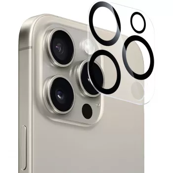 NEVOGLASS 3D kameran suojalasi (läpinäkyvä/musta, iPhone 17 Pro)