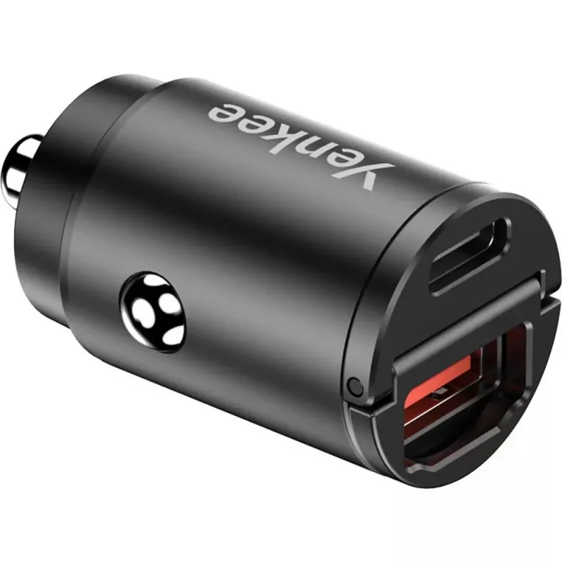Autolaturi YENKEE CAR 02 Power Delivery 30W USB-A- ja USB-C-liitännöillä