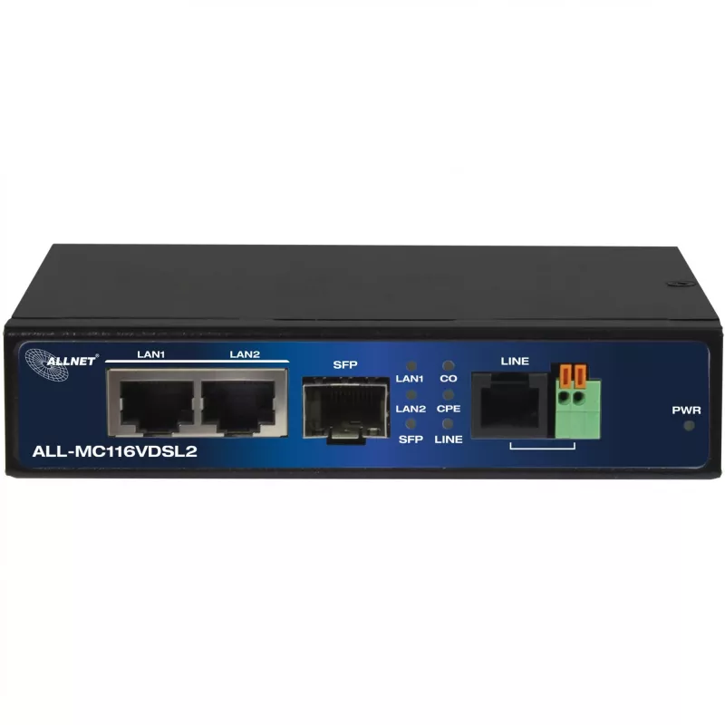 Modeemi ALLNET ALL-MC116VDSL2 160 Mbit/s 2x RJ45 SFP musta