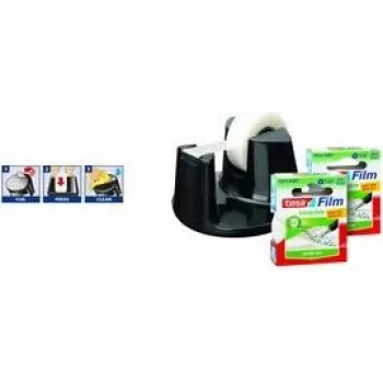 Pöytäteippiteline Tesa Easy Cut Compact säästöpakkaus — manuaalinen käsiteippiteline, integroitu leikkuri