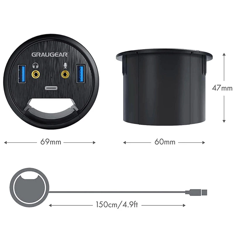 USB-keskitin GRAUGEAR G-THUB-AU-60 USB 3.2 Gen 1 Type-A musta
