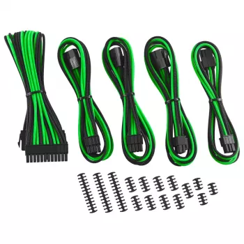 Jatkokaapelisarja CableMod CM-CAB-CKIT-N86KKLG-R — 8+6-pin virtajatkot, musta/vihreä