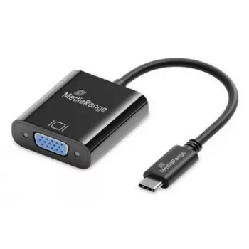 USB-C - VGA -videokonvertteri MediaRange MRCS229 20 cm — musta kaapeliadapteri