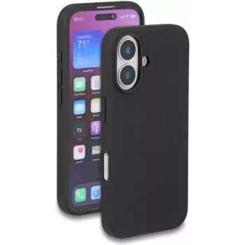 Suojaava DELOCK Soft-Touch-silikoni kotelo iPhone 16 – musta