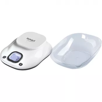 Keittiövaaka LAMART LT7073 — kosketusohjaus, suuri LCD, irrotettava kulho, yksikönvalinta (g/ml/lb:oz), AAA-paristo