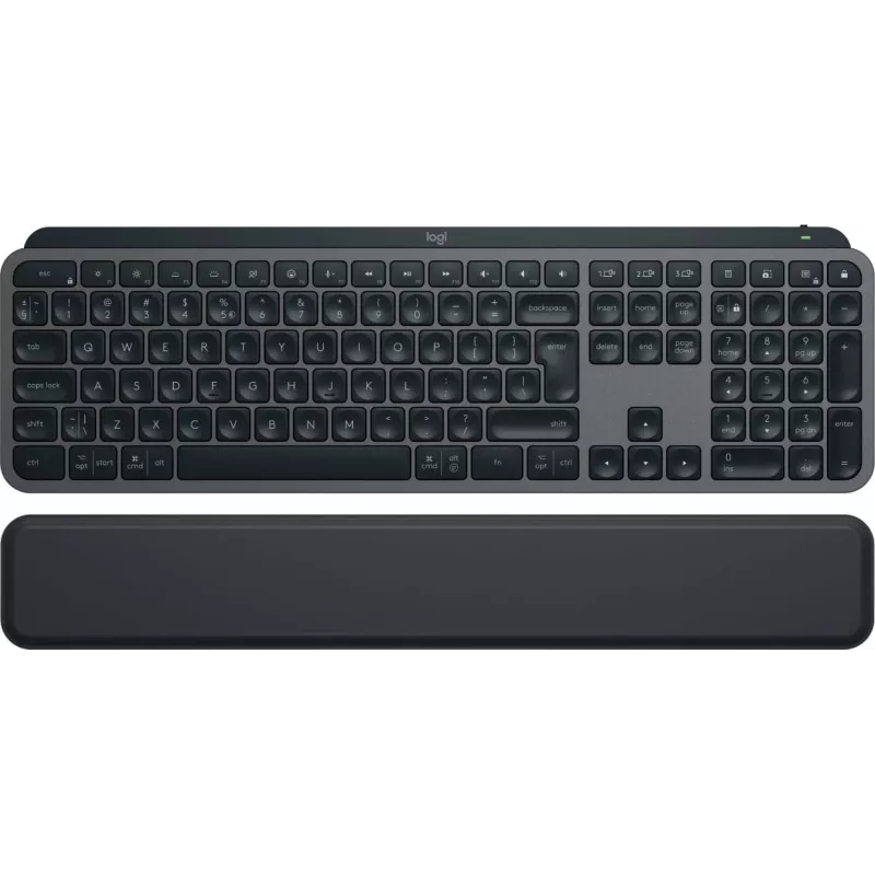 Logitech MX Keys S 920-011589 langaton täysikokoinen näppäimistö, Bluetooth LE / Logi Bolt, taustavalaistu, ladattava USB-C:llä, QWERTY US International, ranteentuella, grafiitti