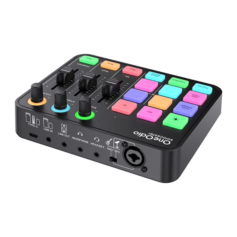 Audiomikseri ja USB-äänikortti OneOdio Solocaster – kompakti pöytäliitäntä striimaukseen ja tallennukseen