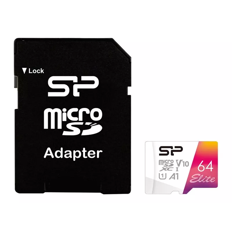 Silicon Power Elite microSDXC 64GB UHS-I Class 10 V10 muistikortti adapterilla (SP064GBSTXBV1V20SP)