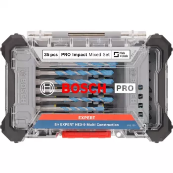 Bosch PRO isku- ja ruuvauskärkisarja 35 osaa 2608522518 — lajitellut pora- ja ruuvauskärjet metallille, puulle, muuraukselle
