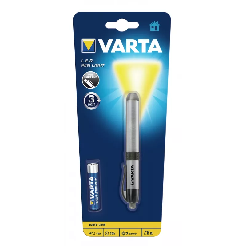Varta -LEDPL - pin-vilkkuvalo - hopea - alumiini - LED - 1 valaisin - 3 lm