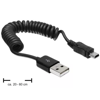 DeLOCK 83164 USB 2.0 -kierrekaapeli, USB-A - Mini-USB B, 0,6 m, musta
