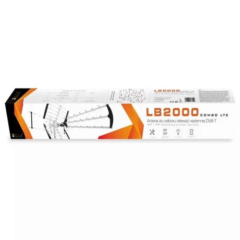 Ulko-/sisä-DVB-T-antenni LIBOX LB2000 69 dB vahvistimella, kaksoispolarisaatio, 174–790 MHz, alumiini/musta