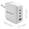 Laturi QOLTEC 51828 140W GaN 3×USB‑C PD + 1×USB‑A QC 3.0 – moniporttinen pikalaturi