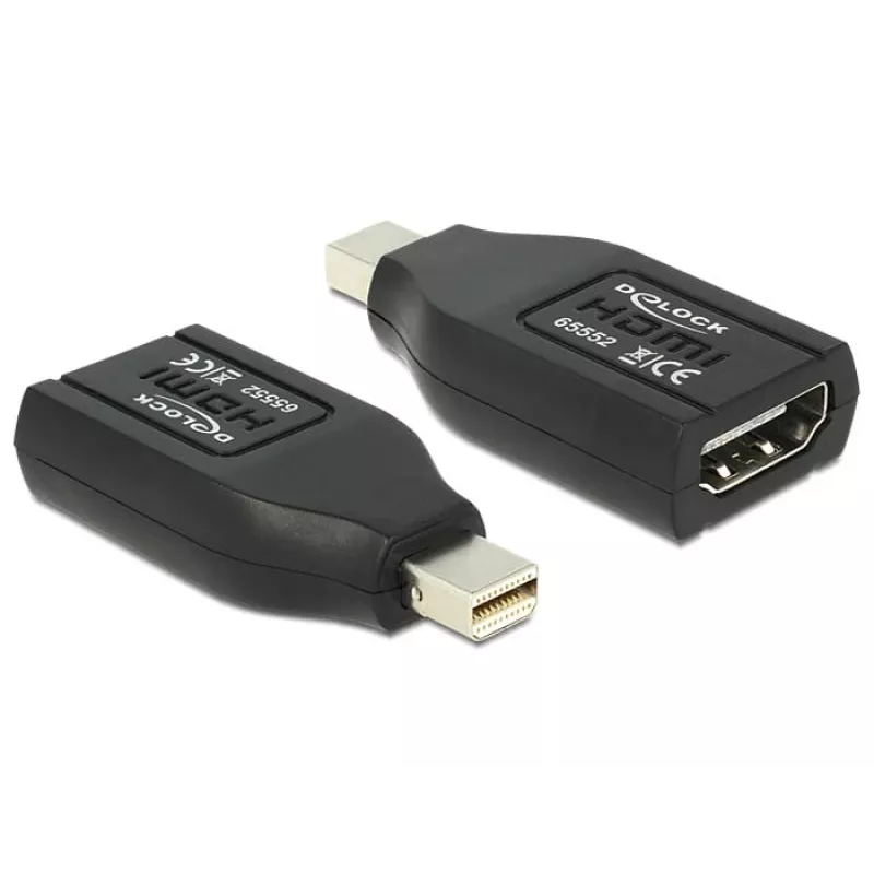DeLOCK – video-/äänisovitin – HDMI – HDMI, 19-napainen (W) – Mini DisplayPort (M) – (DisplayPort 1.1) – musta (65552)