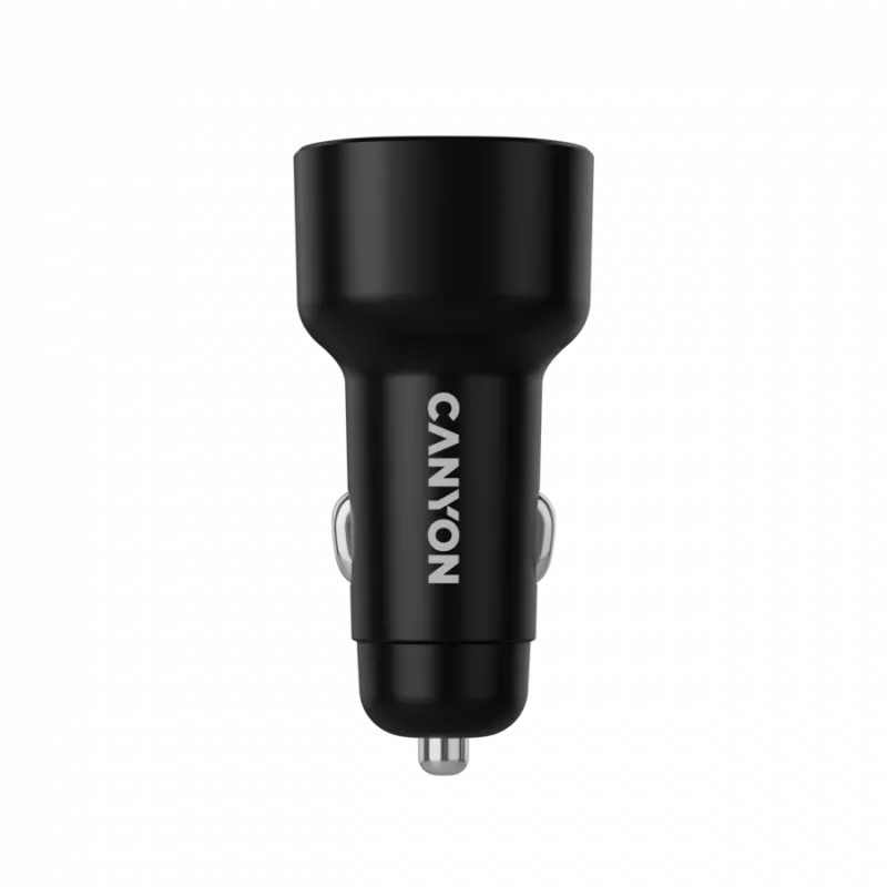 Autolaturi CANYON OnDrive 60 PD 60W 2xUSB-C — 60W teho, 2 USB-C-liitäntää, musta