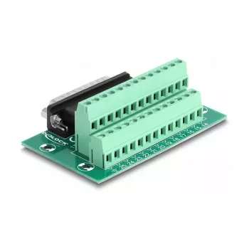 DeLOCK D-Sub 25-napainen liitin riviliittimeen DIN-kiskoon 51 mm × 86 mm × 30 mm
